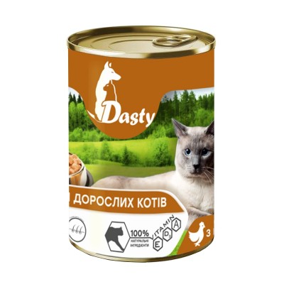 Консервы Dasty для взрослых кошек с птицей 415 г