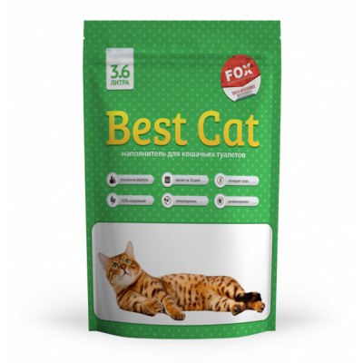 Best Cat Green - силикагелевый наполнитель для туалета с ароматом зеленого яблока 3,6л