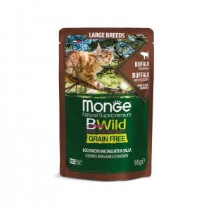 Беззернові паучі для котів MONGE BWILD Grain Free WET буйвол (для котів крупних порід з 2-х місяців) 85г