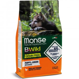 Корм для щенков BWILD Monge Grain Free (беззерновой) Puppy & Junior утка 2,5кг