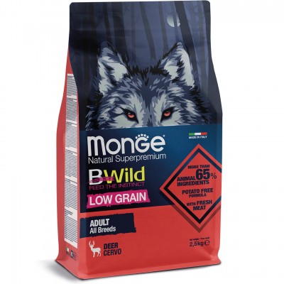 Корм для собак BWILD Monge Low Grain (низкозерновой) оленина 2,5кг