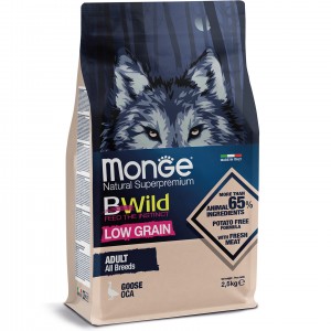 Корм для собак BWILD Monge Low Grain (низкозерновой) мясо гуся 2,5кг