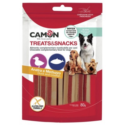 Лакомство для собак Camon - Сэндвич Treats & Snacks с уткой и треской, 11см - 80г