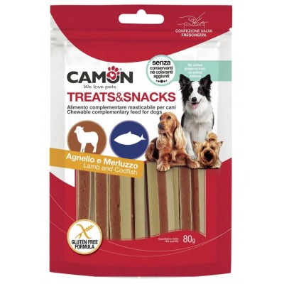 Лакомство для собак Camon - Сендвіч Treats & Snacks з ягням та тріскою, 11см - 80г