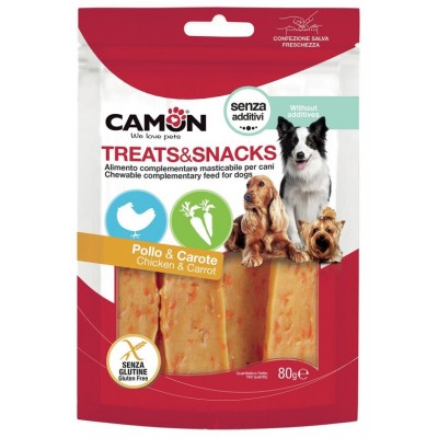 Лакомство для собак Camon - Treats & Snacks Вяленая курица и морковь, 10,5см - 80г