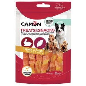 Лакомство для собак Camon - Treats & Snacks Полоски из кролика и сладкого картофеля, 11см - 80г