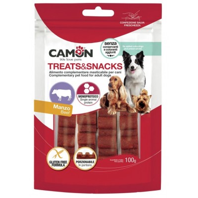 Лакомство для собак Camon - Treats & Snacks Порционный снек-бар из говядины, 12см - 100г