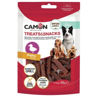 Лакомство для собак Camon - Treats & Snacks Утиные кусочки "Барбекю Гриль", 4х1см - 80г