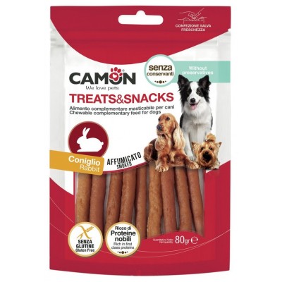 Лакомство для собак Camon - Treats & Snacks Копченые кроличьи палочки, 11,5см - 80г