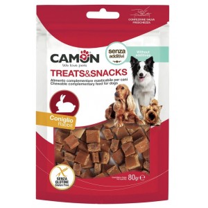 Лакомство для собак Camon - Treats & Snacks Нарезанный кубиками кролик, 1х0,5см - 80г