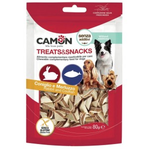 Лакомство для собак Camon - Treats & Snacks Треугольники с кроликом и треской, 1,5x0,5см - 80г