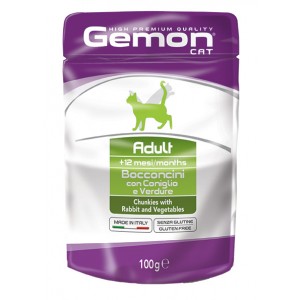 GEMON CAT WET Adult паучи для кошек с кроликом и овощами 100г