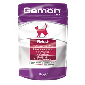 GEMON CAT WET Adult паучи для кошек с говядиной и овощами 100г