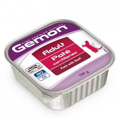 GEMON CAT WET Adult паштет для кошек с говядиной 100г