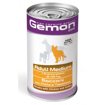 GEMON DOG WET Medium Adult консерва для собак с курицей и индейкой 1,25кг