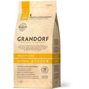 Grandorf Living Probiotics 4 Meat and Brown rice Sterilised - Грандорф Сухой корм для стерилизованных кошек 4 вида мяса с бурым рисом 2 кг