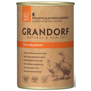 Grandorf Goose & Turkey - консервы для собак Гусь с Индейкой, 400 г