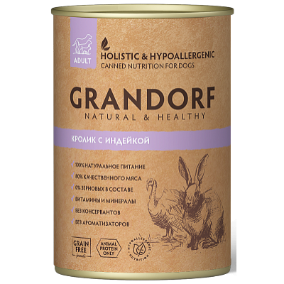 Grandorf Rabbit & Turkey - консервы для собак Кролик с Индейкой, 400 г