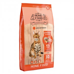 Корм для активных кошек Home Food с курочкой и креветкой 10кг
