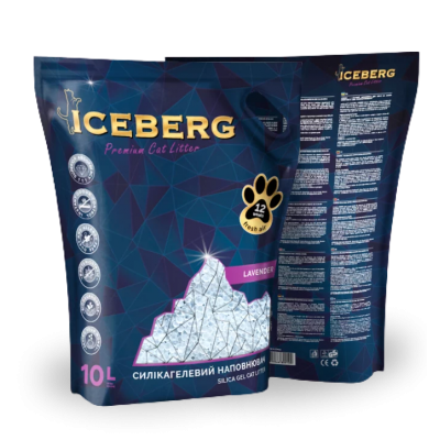 Iceberg Наполнитель гигиенический на основе силикагеля с ароматом лаванды 10л