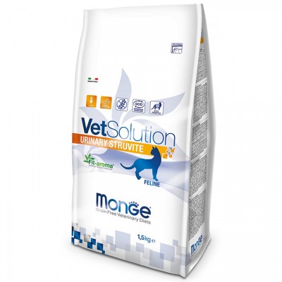 Корм для кошек Monge VetSolution Urinary Struvite для лечения мочекаменной болезни струвитного типа 1,5 кг