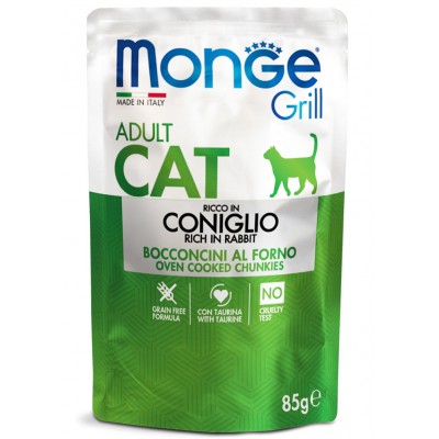 MONGE CAT GRILL Adult паучи для кошек с кроликом 85г