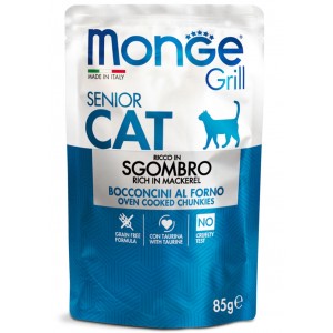 MONGE CAT GRILL Senior паучи для пожилых кошек с макрелью (скумбрия) 85г