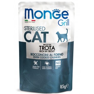 MONGE CAT GRILL Sterilised паучи для стерилизованных кошек с форелью 85г