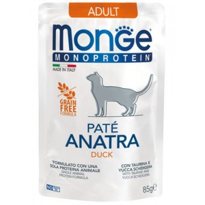 MONGE CAT MONOPROTEIN Adult паучи для кошек с уткой 85г