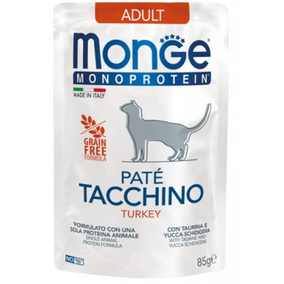 MONGE CAT MONOPROTEIN Adult паучи для кошек с индейкой 85г