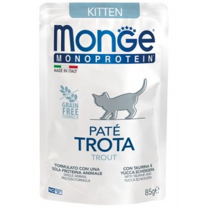 MONGE CAT MONOPROTEIN Kitten паучи для котят с форелью 85г