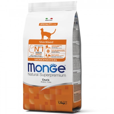 Корм для кошек Monge CAT Sterilised с уткой 1,5кг