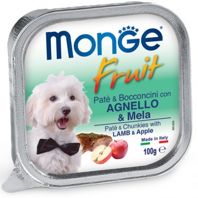 MONGE DOG FRUIT паштет для собак с ягненком и яблоком 100г