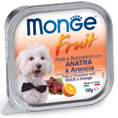 MONGE DOG FRUIT паштет для собак с уткой и апельсином 100г