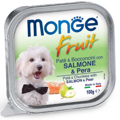 MONGE DOG FRUIT паштет для собак с лососем и грушей 100г