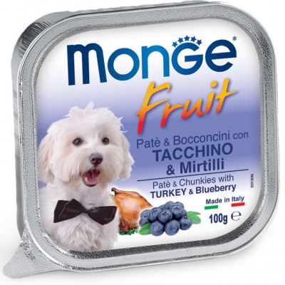 MONGE DOG FRUIT паштет для собак с индейкой и черникой 100г