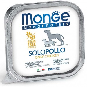 MONGE DOG SOLO 100% курица 150г - монопротеиновый паштет для собак