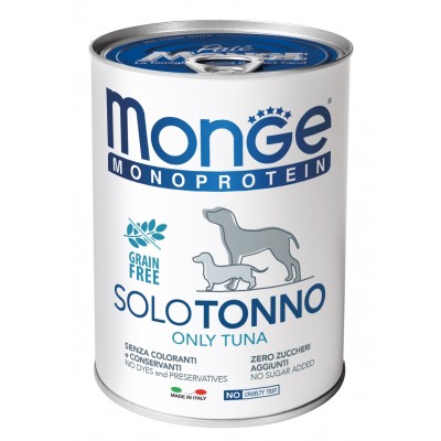 MONGE DOG SOLO 100% тунец 400г - монопротеиновый паштет для собак