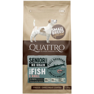 Quattro Special Small Breed Senior Сухой беззерновой гипоаллергенный корм для пожилых собак мелких пород с рыбой и крилем 1,5кг