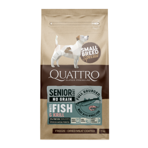 Quattro Special Small Breed Senior Сухой беззерновой гипоаллергенный корм для пожилых собак мелких пород с рыбой и крилем 7кг